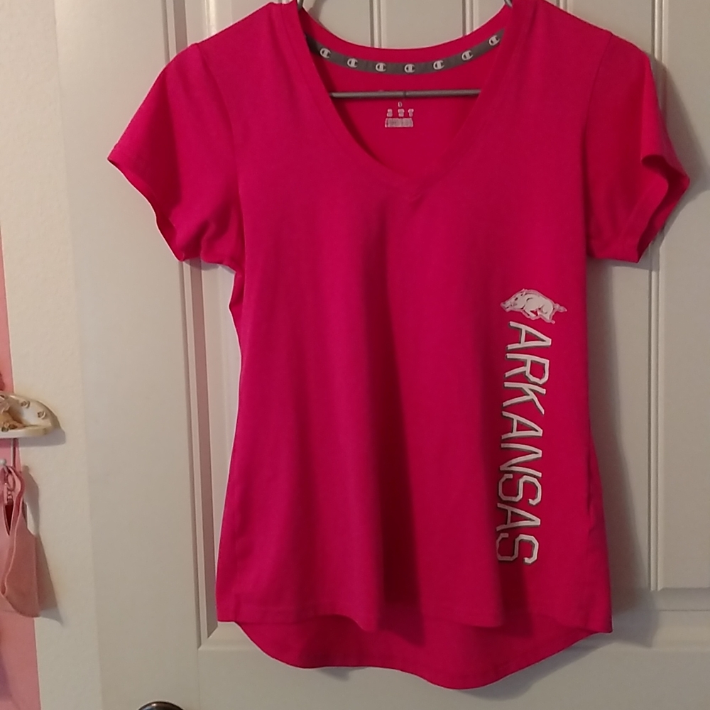 Hot pink Arkansas razorbacks shirt